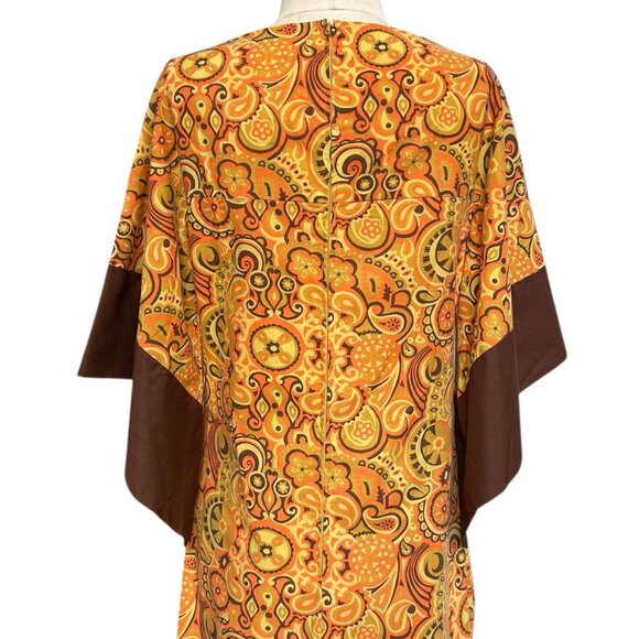70s vintage psychedelic maxi hippy dress flared bell sleeve boho relaxed. - Picture 5 of 11